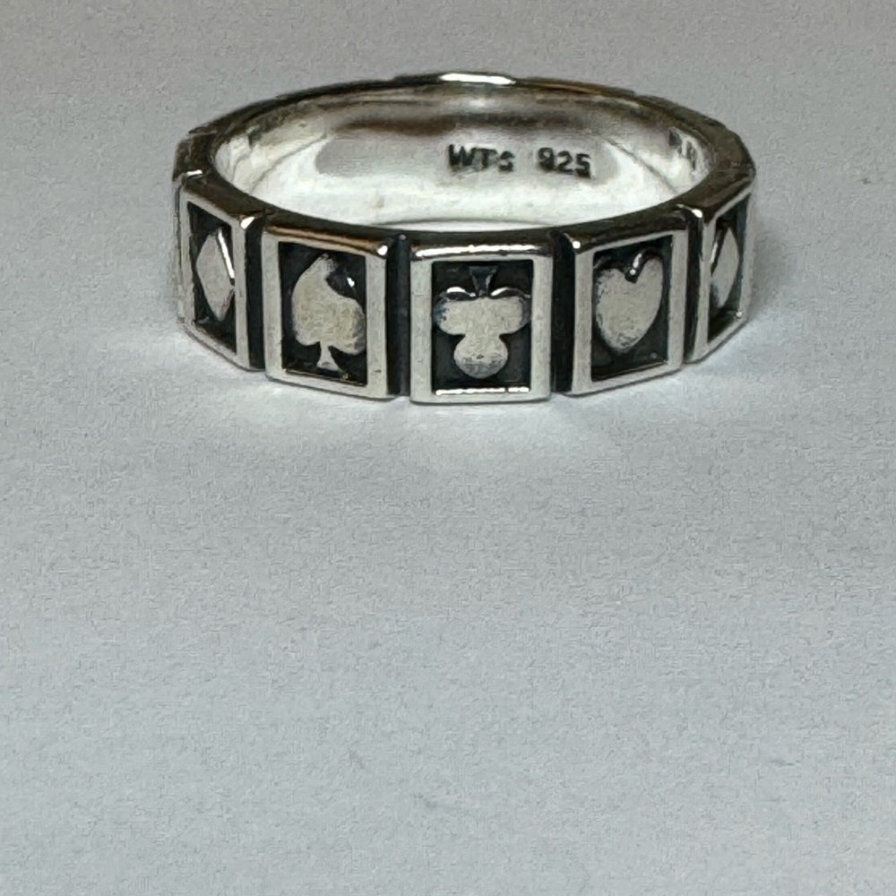 925 Poker Card Symbols Band Ring